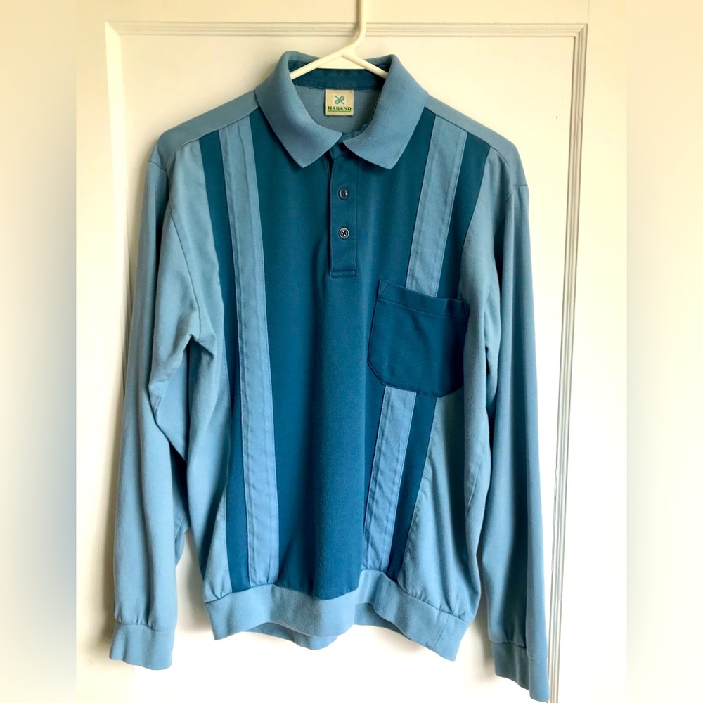 Vintage Haband Banded Long Sleeve Polo Shirt Mens Size Medium